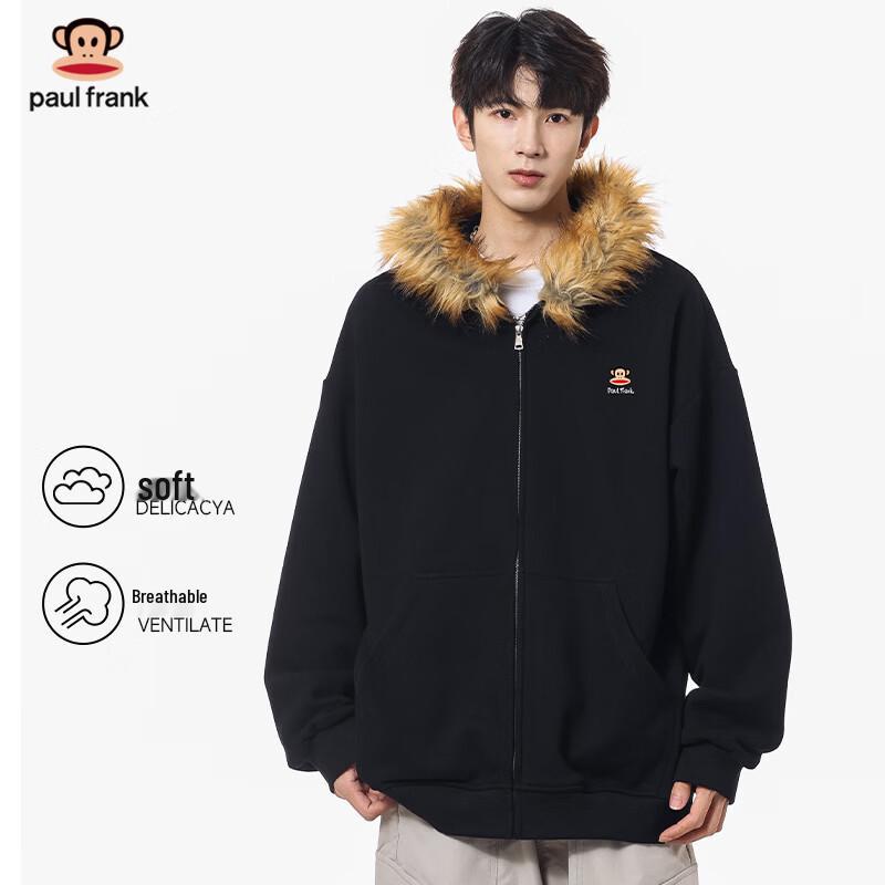 Paul Frank Men's Hooded Fur Collar Windproof Hoodie Jacket