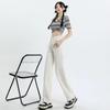 Women's Off-White High-Waisted Wide-Leg Jeans - Spring/Autumn Slimming Floor-Length Trousers