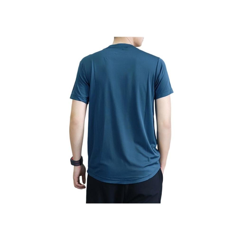 Adidas Solid Color Print Logo Stripe Round Neck Quick-Dry Short Sleeve T-Shirt Men Tops Light-Blue CE0819