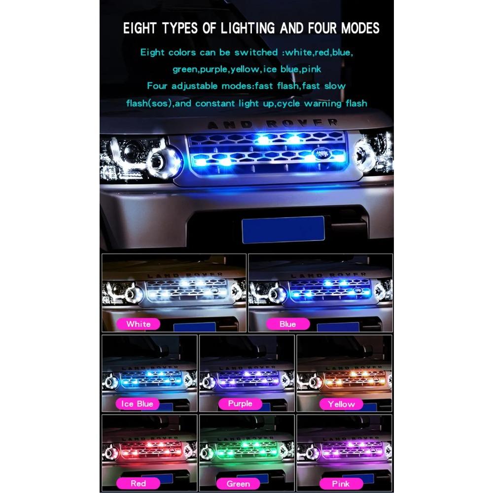 2/4pcs Wireless LED Strobe Lights Car Decor Atmosphere Light, 8 Colors Motorcycle Lights LED Flash with USB Charging