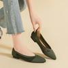 Pointed Toe Shallow Mouth Fabric Flat Bottom Women's Solid Knitted Soft Bottom Large Shoes Size 34-43