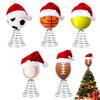 Sports Ball Christmas Tree Top Ornament, Spring Mounted Santa Hat Style for Indoor Holiday Party Tabletop Shelf Display