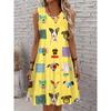 Women's Sleeveless Round Neck A-Line Dress Lions Zebras Elephants Vibrant Animal Print Dresses Y2k Ladies Clothes Woman Clothing