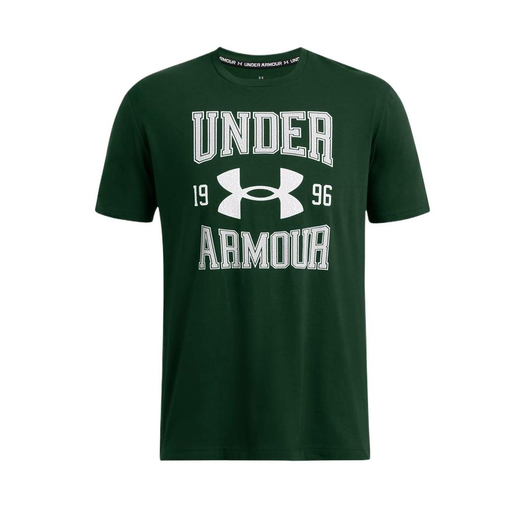 Under Armour Vintage Letter Logo Print Crew Neck Short Sleeve T-Shirt Men T-Shirts Forest-Green 1386814-301