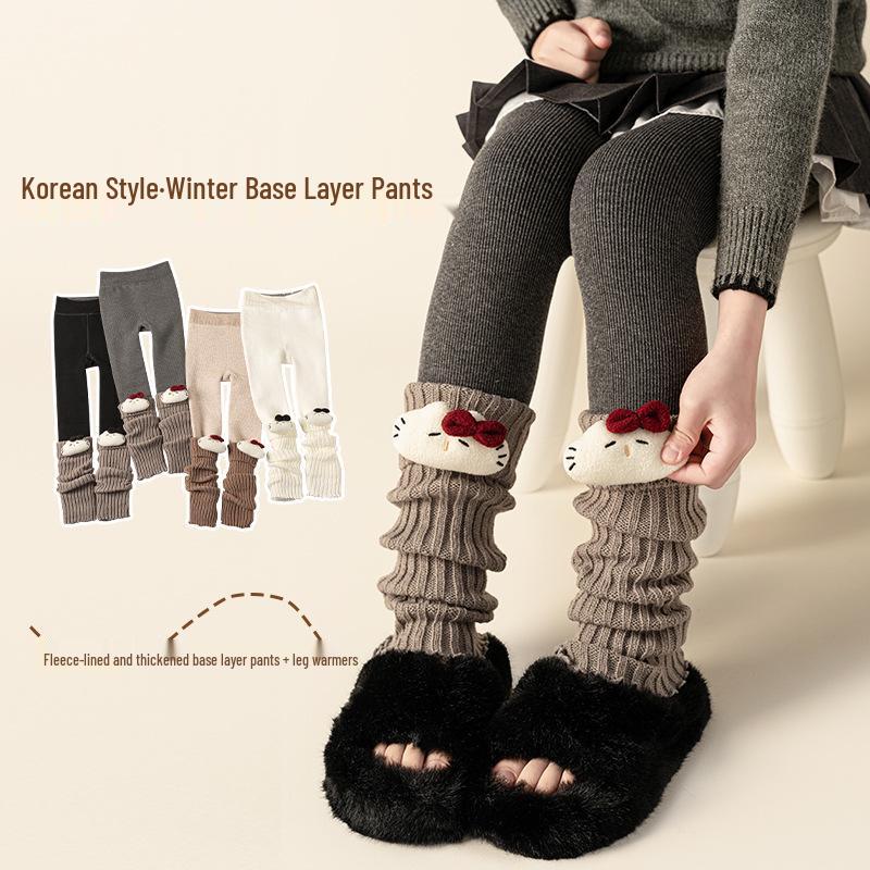 Kids' Winter Bow Cat Leg Warmers - Korean Style Over-the-Knee Socks for Girls