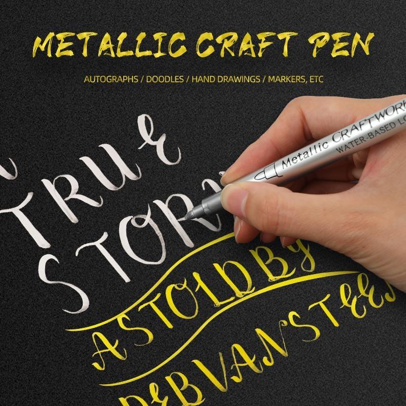 1 STÜCK Wasserdichte Metallic-Markierungsstifte Permanenter Farbmarkierungsstift für DIY-Handwerk Scrapbooking Markieren Sie Künstler-Illustrationsbriefpapier