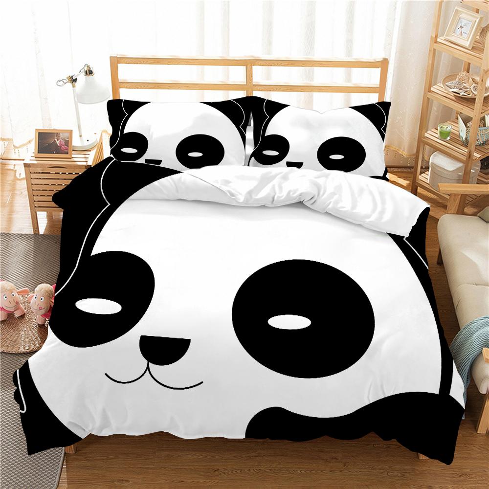 3D Panda potištěný povlak na polštář a povlak na přikrývku Sada ložního prádla pro domácnost Pohodlné ložní prádlo