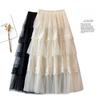 French Lace Spliced Maxi Skirt Summer Embroidered Cake Dress For Women