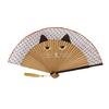 Cartoon Cat Folding Fan Japanese Style Wooden Hand Held Fan