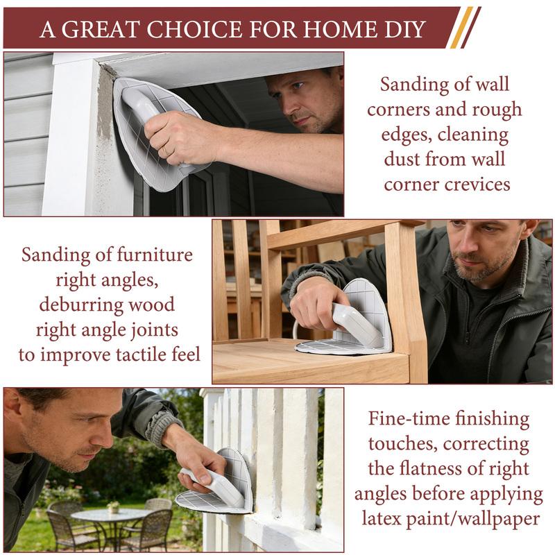 Drywall Corner Sander, Semi-Circular Angle Tool with 12PCS 9 Inch Hook and Loop Sanding Discs 120/180/240 Grit for Wall Corners