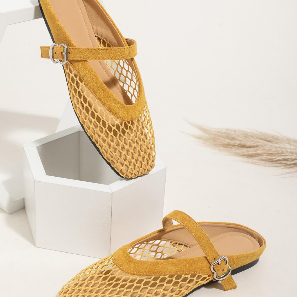 Flat-bottomed French mesh breathable Mary Jane single shoes women's shoes 2025 new spring and summer retro mesh hollow