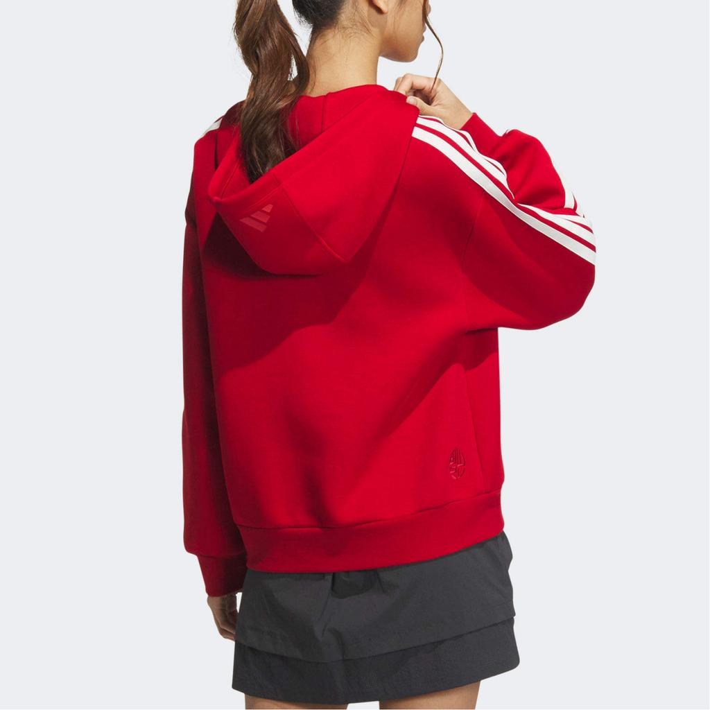 Adidas Casual Series Merkelogo Hettegenser Genser med striper Tykk genser Damegenser Energy-Red JZ1636