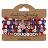 Country Flag Beaded Bracelet Set Multilayer Elastic Jewelry for Fans