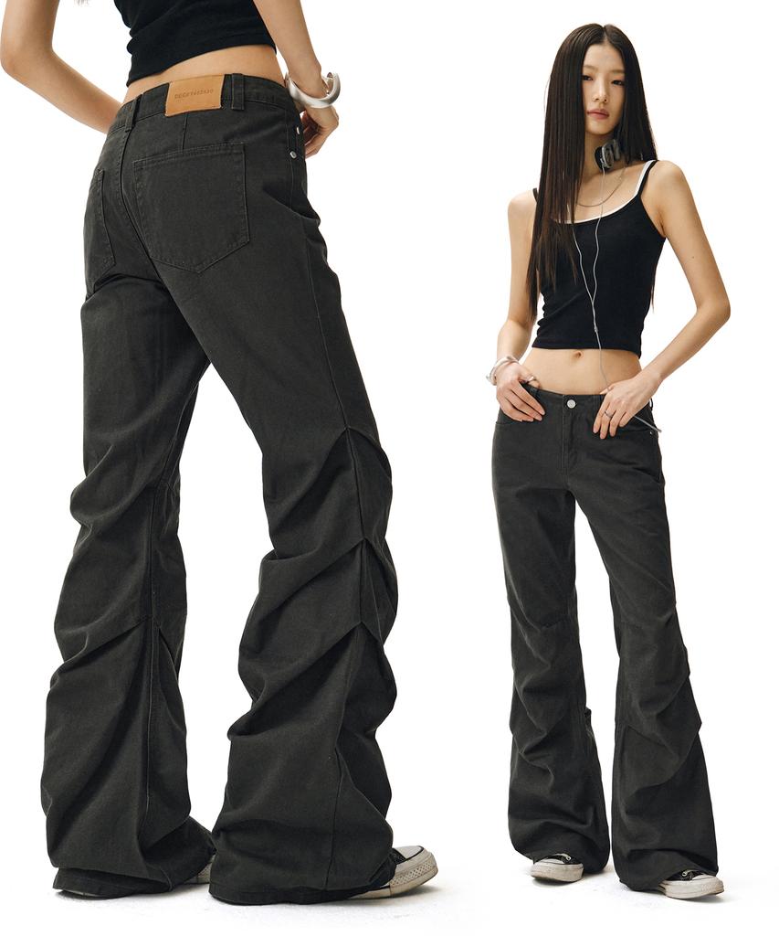 Deketeuumeon Flared Shirring Pants Dcwpt017Charcoal