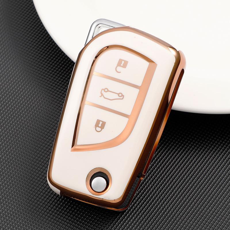 Full-Coverage Protective Case for Two-Button Toyota Keys, Fits Corolla, Highlander, Reiz, RAV4