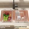 Kitchen Sink Drainer Basket Stainless Steel 30.5-42.5cm Adjustable Dish Drying Rack Organizer
