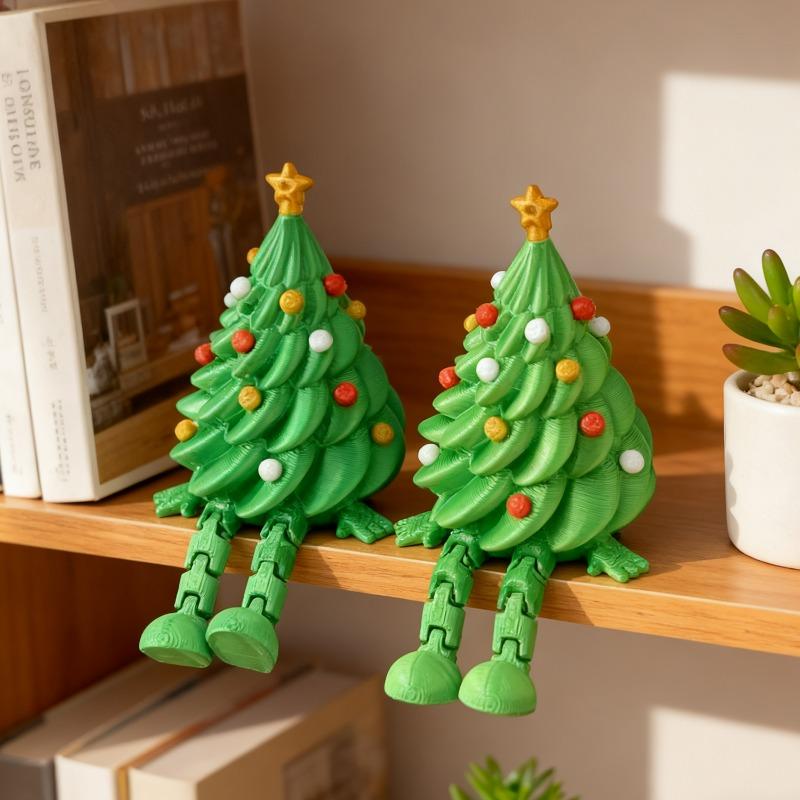 10/1Pcs Desktop Ornament Funny 3D Printed Christmas Tree Articulated Party Christmas DIY Green Tabletop Decoration Kids Gifts
