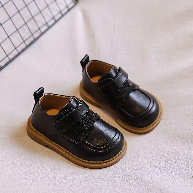 2025 spring new British style baby leather shoes soft-soled toddler shoes spring and autumn children's beanie shoes single shoes autumn style