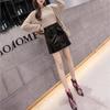 Women's Sexy Leather Skirt Glossy PU Leather Short Solid Zipper Mini Skirt Mid Waist A-line Pencil Skirts