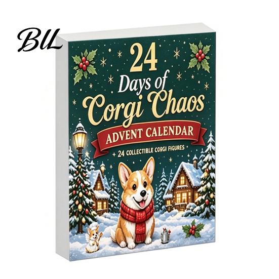 Interactive Unboxing Games 2026 Corgi Christmas Advent Calendar, 24 Days Acrylic Dog Ornaments Countdown 2D Festive Decoration for Kids Holiday