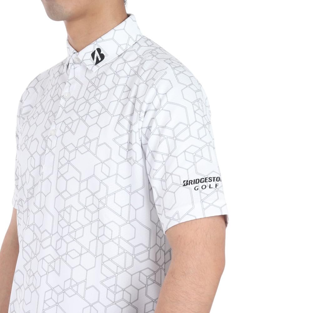 BRIDGESTONE Golf AGM03A Men's Short Sleeve Golf Shirt, White