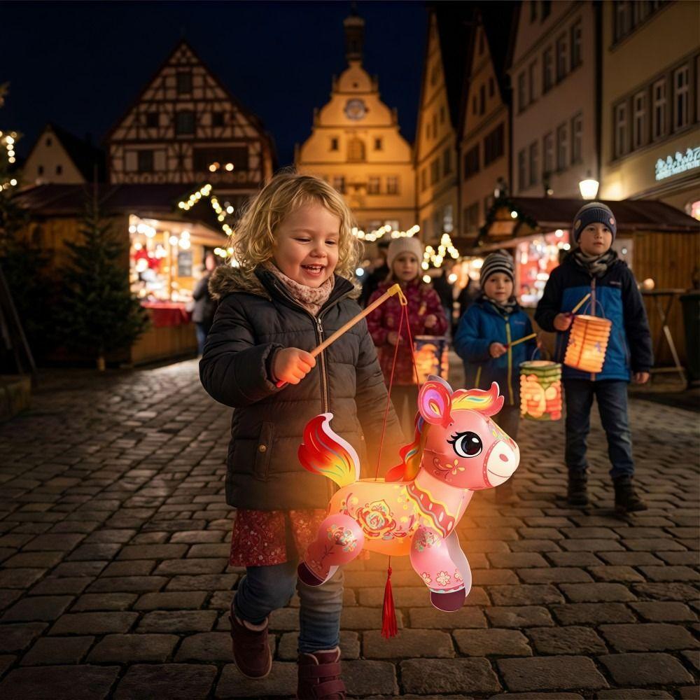 Cartoon Horse Year Lanterns DIY Handmade New Year Lanterns  Holiday Kid's Toys