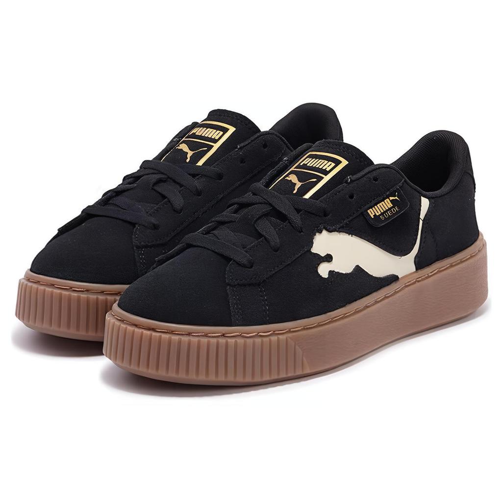 New PUMA Suede Platform Cutout 'Black White Brown' Women's 397233-01