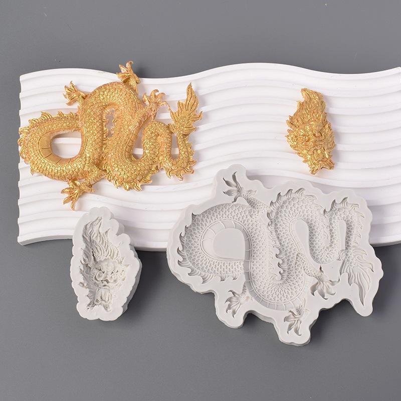 Silicone Dragon and Clouds Fondant Cake Mold for Baking