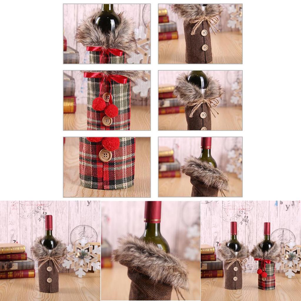 Luxurious Santa Claus Wine Bottle Cover Gift Bag For Festive Christmas Table Decor