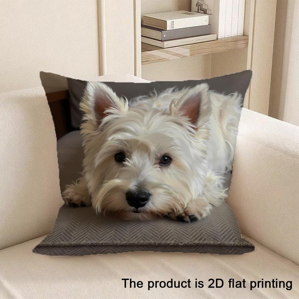 1pc Adorable Pet-themed 2D Flat Printing Pillowcases Sofa Cushion Cover Home Bedroom Room Decoration