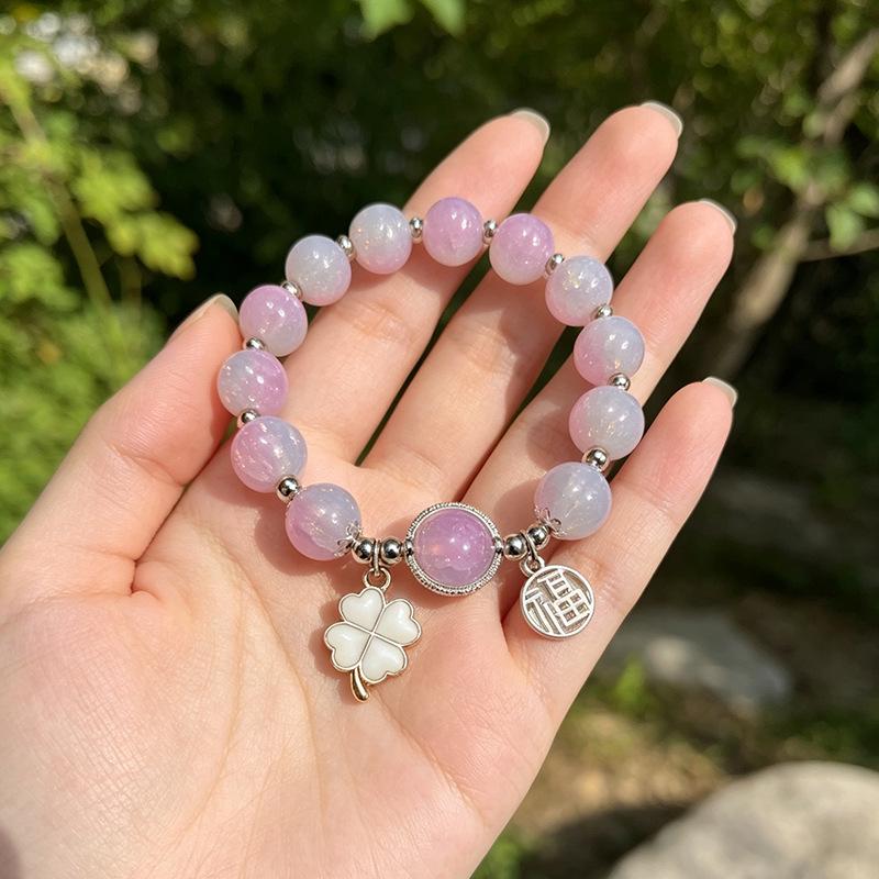 Summer Special Two-Tone Glass Beads Floral Bracelet – Luxurious & Soft Design for Women and Students