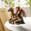 2D Flat, Magic Dragon and Elves Desktop Decoration, with Base, Suitable for wall decoration, porch, room, villa, accents Home, Hallway, or Workplace -
