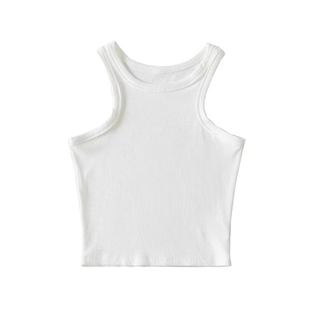 Amerikanisches Sommer Slim Fit Spaghetti-Träger Rundhals Tanktop für Damen