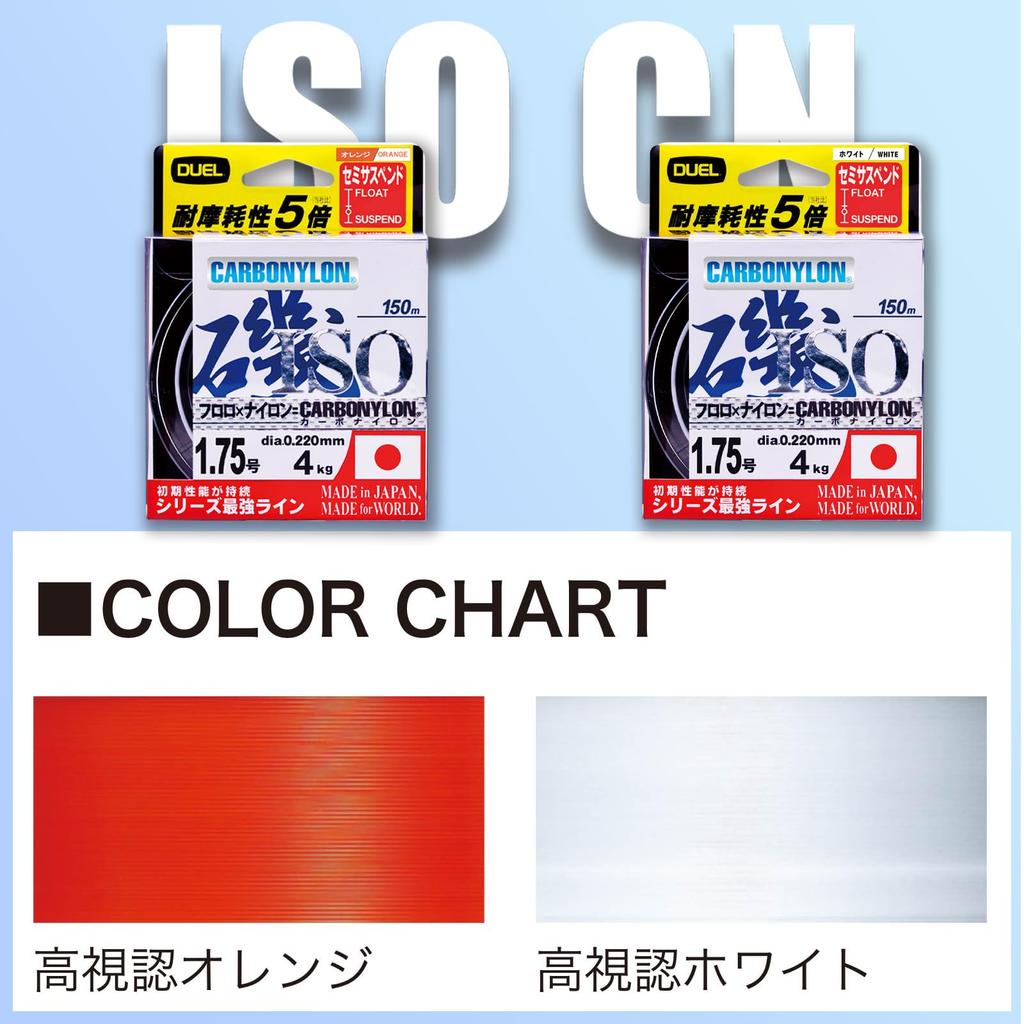 DUEL HARDCORE Carbon Nylon HARDCORE Line, 2.5, ISO, 150m, 2.5, O, High-Visibility Orange, H3402-O