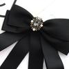 Pearl Black Bow Necktie Rhinestones Funerals Memorial Pin Luxury Black Ribbon Pin  Parties