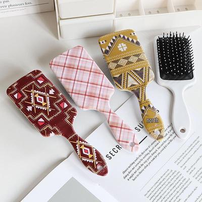 Leopard Print Cushion Hair Straightening Comb with Cartoon Design