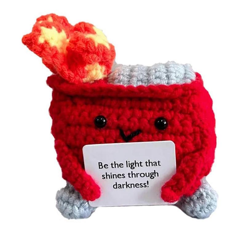 Crochet Dumpster Fire Emotional Support Plush with Positive CardA Comforting and Encouraging Gift