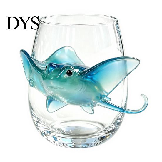Unique Sea Creature Drinkware Octopus Stemless Wine Glass, 3D Marine Animal Printed Bar Life Enthusiast Gift Borosilicate Glassware, for Cocktails And