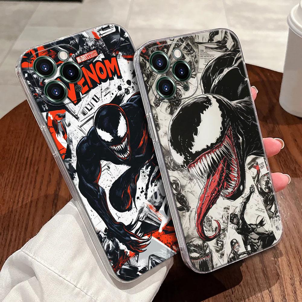 Custodia Trasparente Marvel Venom Comics Per iPhone 17 Pro Max 17E 11 12 13 14 15 16 Pro Max Plus 17 Air 16E 7 XS Copertura Morbida