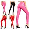 Damen Patentleder Reißverschluss vorne Hohe Taille Leggings Wet Look Glänzende Strumpfhosen für Straße Club Rave Party Bühnenauftritt