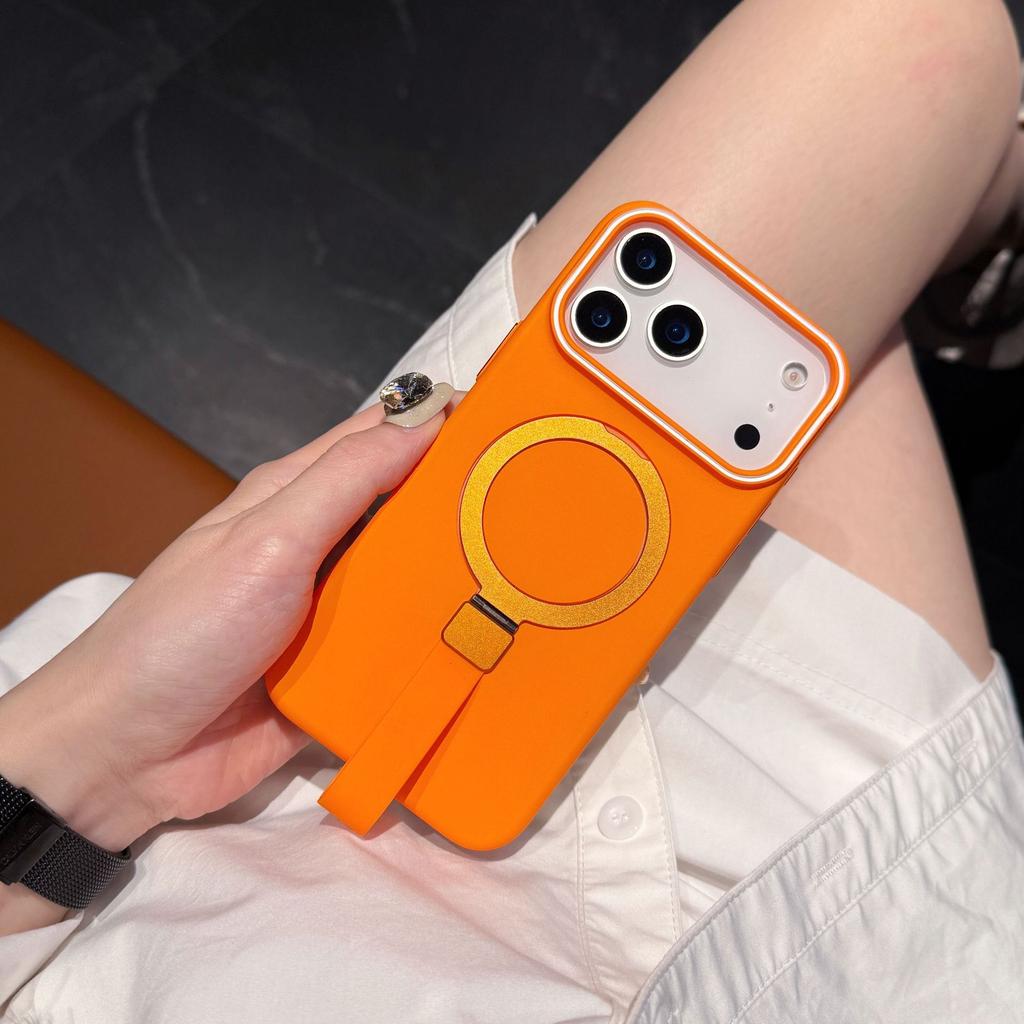 Für Apple 17Promax Metallständer Handyhülle Lanyard für IPhone16 Sturzsicher und Rutschfest PC Hautähnliche Hartschale