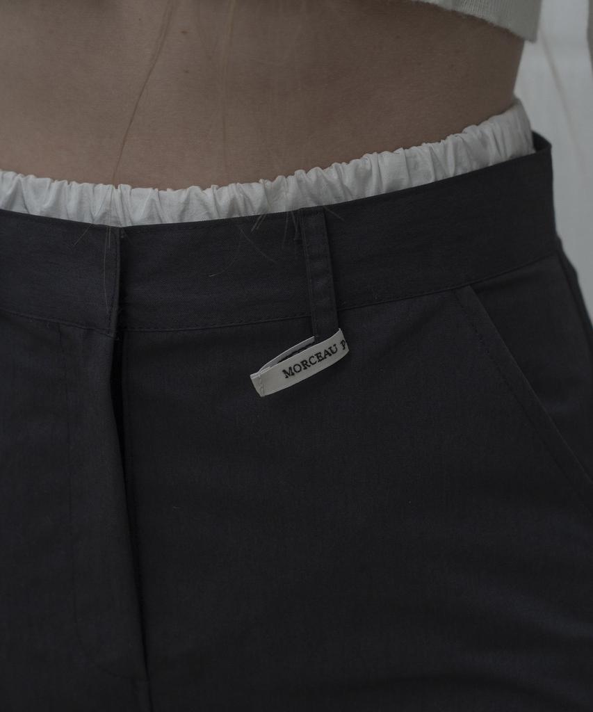 Mosyupamosyu Two-Way Layered Slit Skirt [Charcoal]