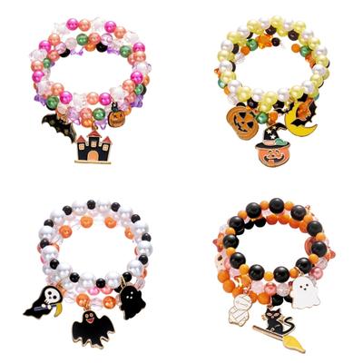 Bracelet Charme Halloween 3 Pièces Citrouille Effrayante Spectre Pendentif Bijoux Bracelet de Poignet Réglable en Alliage Cadeau pour Enfants Adultes