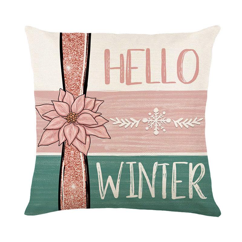 Christmas Pillowcase Decorative Linen Printed Porch Courtyard Sofa Home Decoration Pillowcase