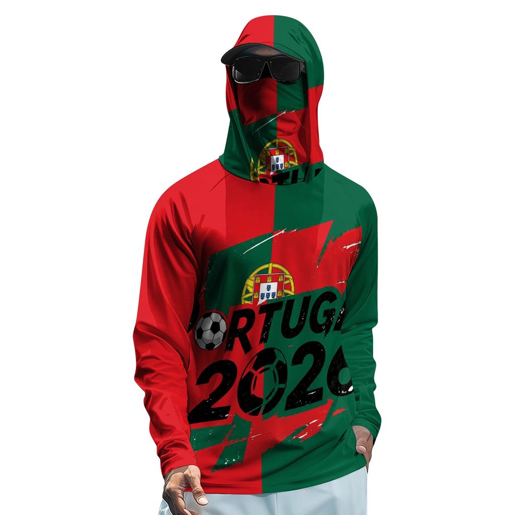 Men’s Long Sleeve Sun Protection Hoodie with Face Covering Lightweight Breathable Soccer Print for Outdoor Sports 2026 Edition