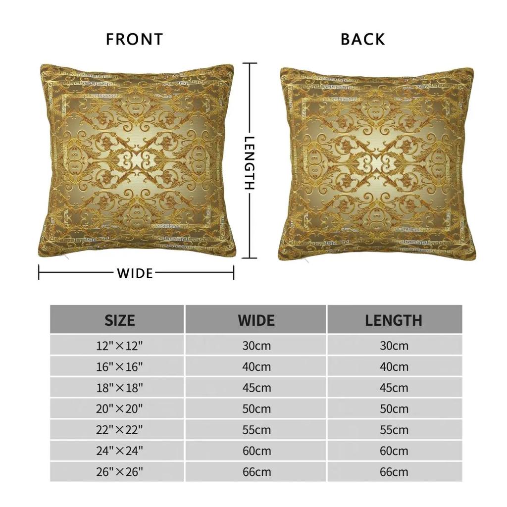 Greek Key Golden Baroque Style Pillowcase Double-sided Printing Cushion Cover Decorative Throw Pillow Case Cover Home Square