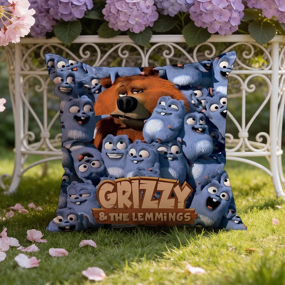 Federa Cuscino G-Grizzly e L-Lemming Copricuscino Doppia Scena per Casa e Auto: Reversibile per un Comfort Premium