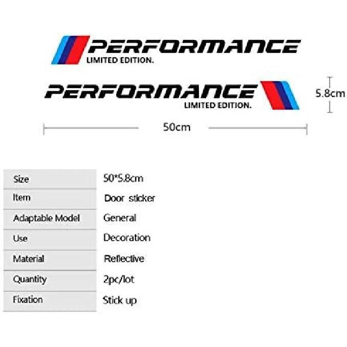 2PCS Car Door Sticker Decal for BMW M3 M5 X1 X3 X5 X6 E36 E39 E46 E30 E60 E92 Series (Black)