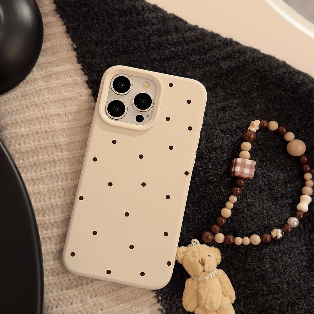 Ins Polka Dot Puppy Bracket Applies To Apple 16pro Max Mobile Phone Case Iphone17 Cartoon Lanyard 13 Soft 15