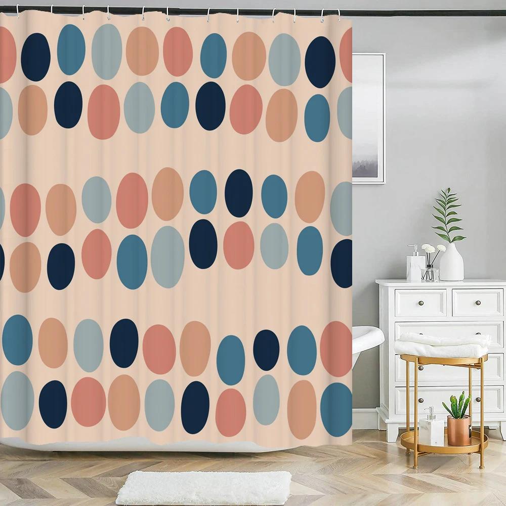 Nordic style Abstract Art leaves Print Shower Curtain Waterproof Polyester Bath Curtain Color Block Curtains For Bathroom Decor